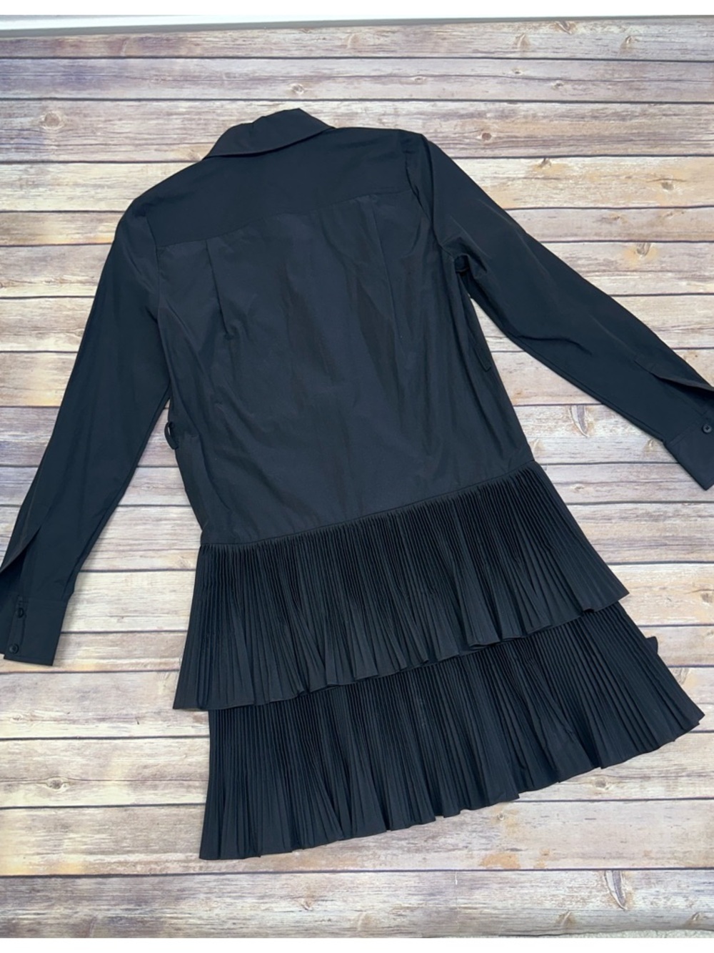 Derek Lam 10 Crosby Sterling Long Sleeve Pleated Mini Dress in Black Size 0 - Picture 2 of 6